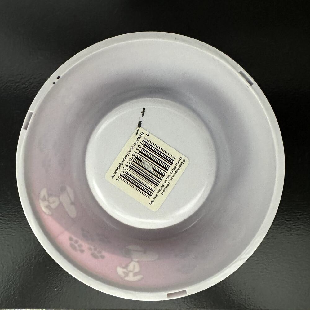 Peanuts Snoopy Dog Bowl Pink Plastic Pet Food Water Dish Small Cartoon - Picture 2 of 4